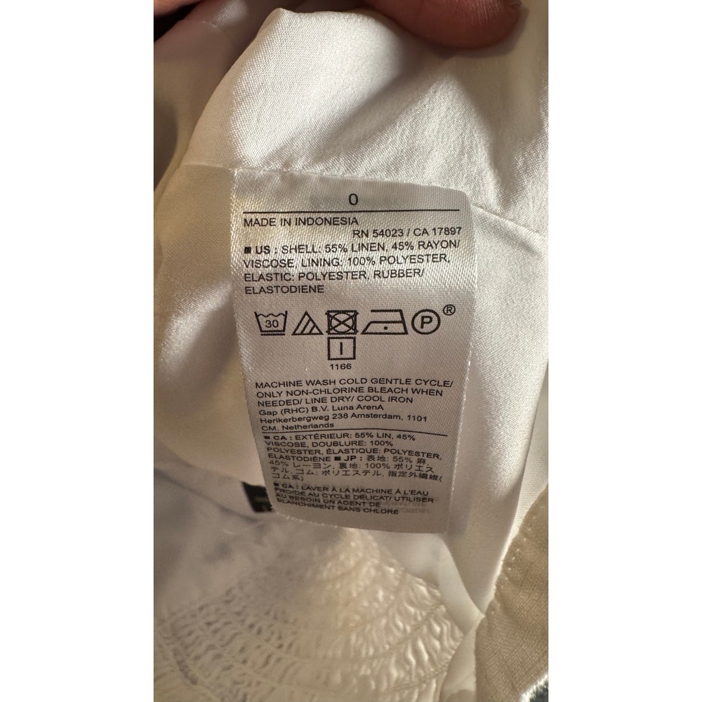Banana Republic White Linen Blend Smocked Back Bustier Crop Top Size 0 - Picture 9 of 10